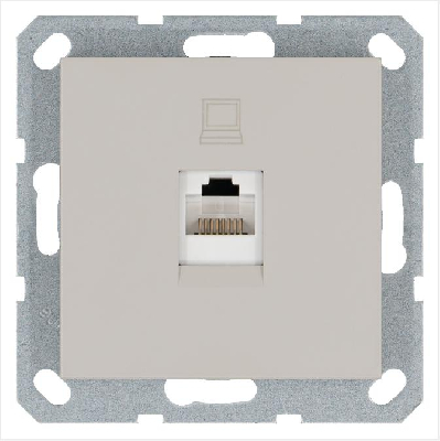 Розетка компьютерная 1-м RJ45 IP20 кат. 5E механизм тауп Jasmart G6105T
