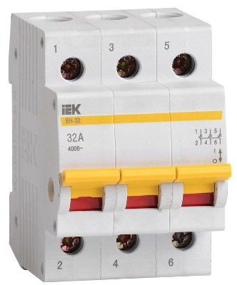 Выключатель нагрузки (мини-рубильник) 3п 32А ВН-32 KARAT IEK MNV10-3-032