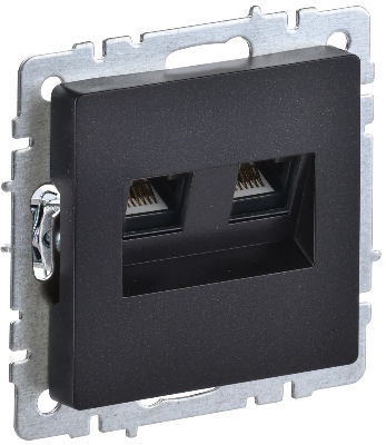 Розетка компьютерная двойн. СП RJ45 кат.5E BRITE РК10-2-БрЧ механизм черн. IEK BR-K20-1-K02