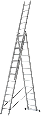 Лестница трехсекционная 3х12 H=343/594/841см 17.83кг усиленная алюм. FIT 65438