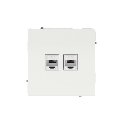 Розетка компьютерная 2-м KANT RJ45 кат.6A без шторки бел. магнолия DKC 7000674