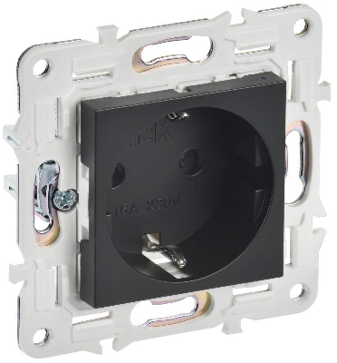 Розетка SKANDY 16А с заземл. защ. шторки SK-R04Bl черн. IEK SK-R14-16-K02