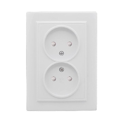Розетка 2-м СП Минск 10А IP20 без заземл. защ. шторки бел. Basic EKF ERR10-102-100