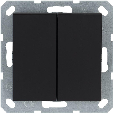 Кнопка 2-кл. 10А IP20 с переключающим контактом механизм черн. матов. soft touch Jasmart G3020PB
