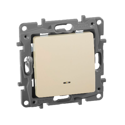 Переключатель 1-кл. СП Etika Plus 10А IP20 250В 10AX с подсветкой безвинтов. зажимы механизм сл. кость IEK 672315