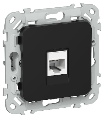 Розетка компьютерная СП FLITE РК6-1-0-ФлЧ RJ45 кат.6 UTP механизм черн. IEK FI-K12-2-K02